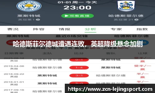 哈德斯菲尔德城遭遇连败，英超降级悬念加剧
